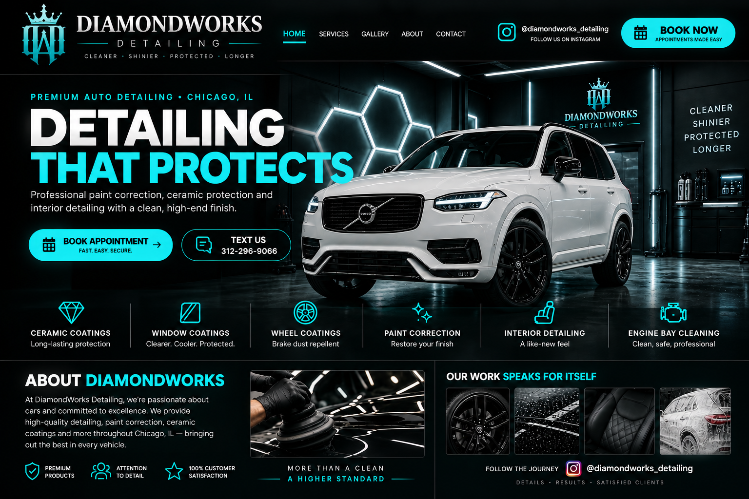 DiamondWorks Detailing premium auto detailing homepage
